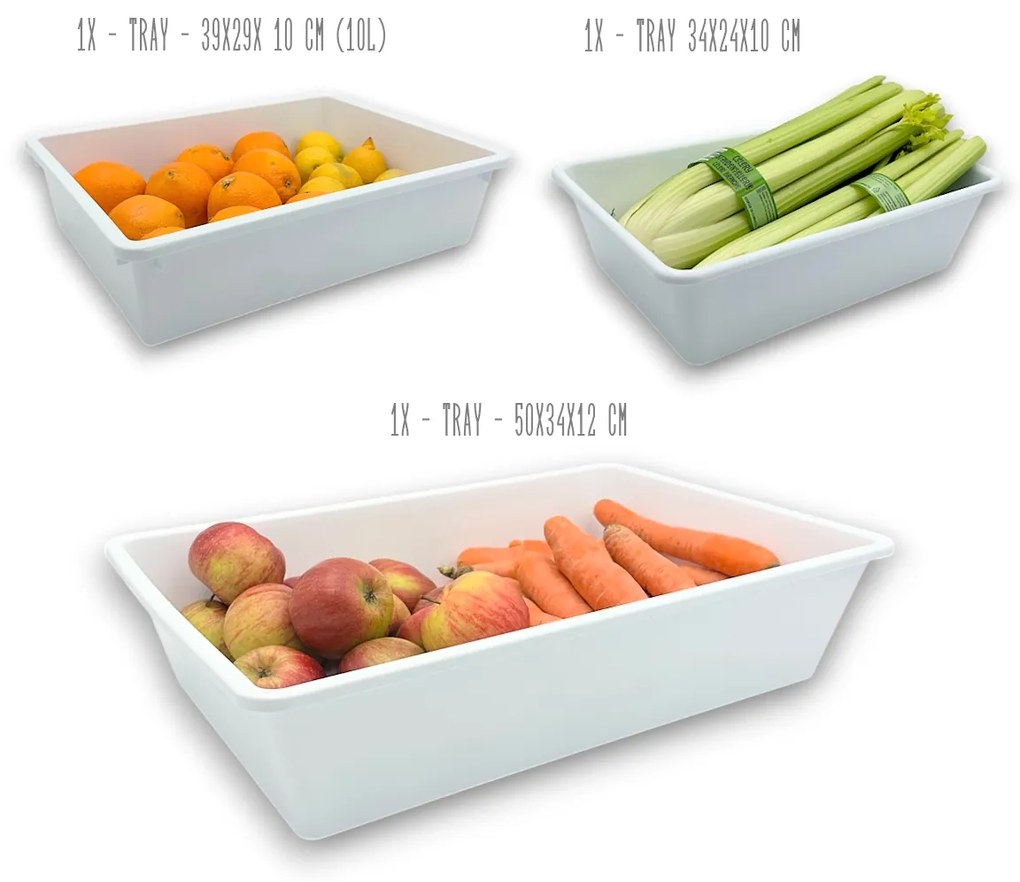 usporadejto.cz Súprava 3 úložných boxov do chladničiek a špájz, 3 ks, TRAY – biela