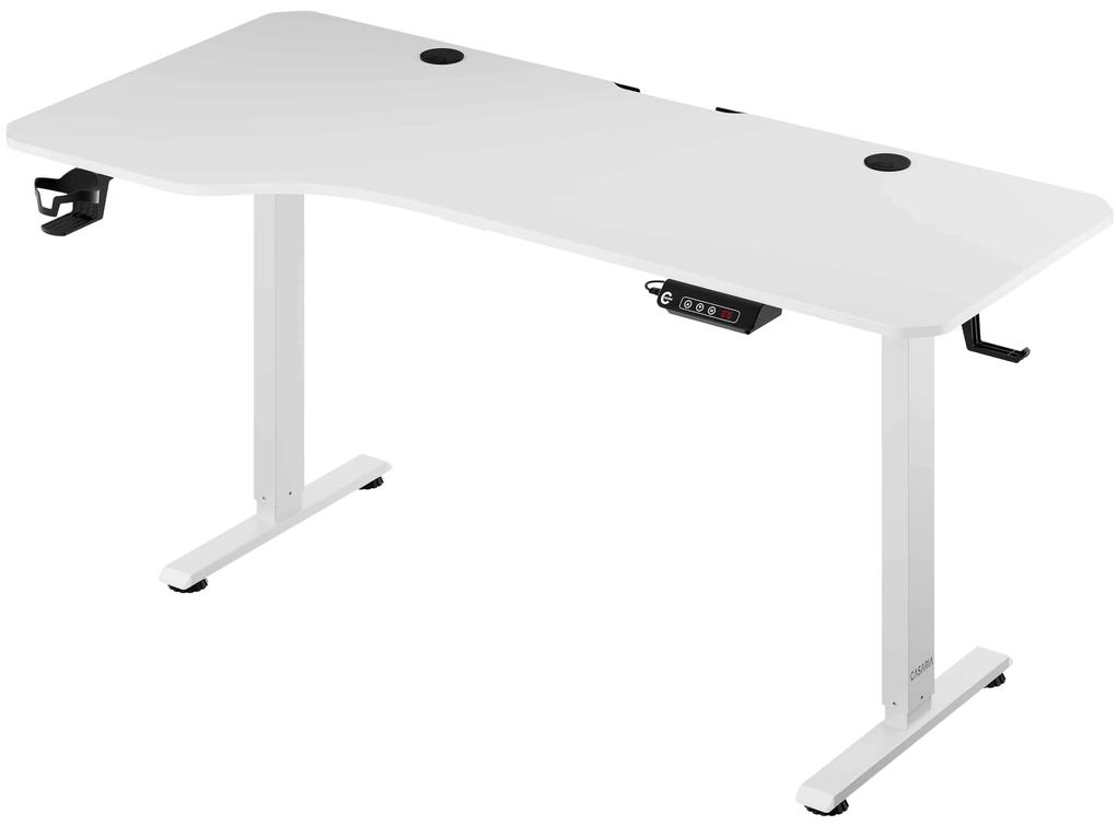 Výškovo nastaviteľný kancelársky stôl biely 160x75x73-118cm