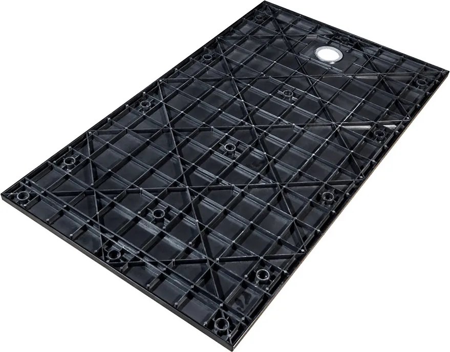 Besco Obdĺžniková sprchová vanička z SMC kompozitu VEXO MARBLE BLACK R 100x80 (120x80, 120-180x90) BESCO-Rozmery: 100x80