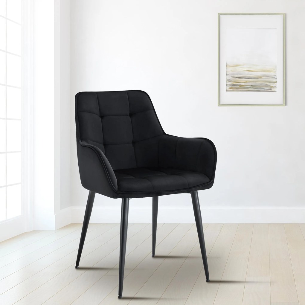 Jedálenská stolička Ferndale - zamat - čierna