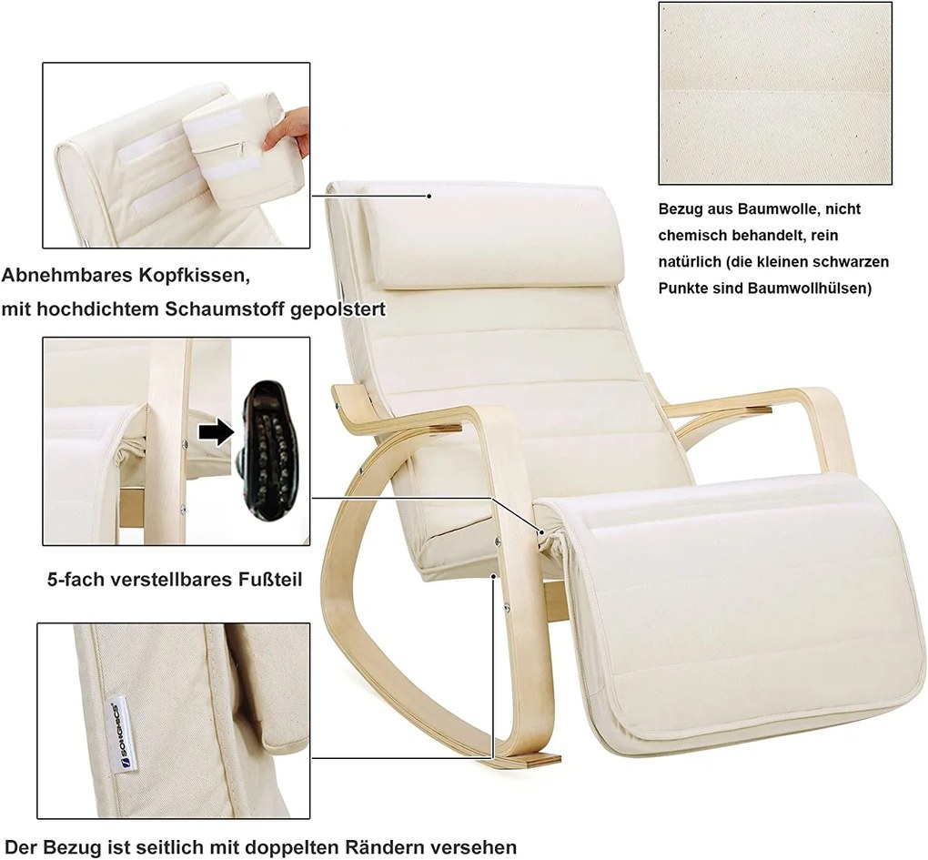 Hojdacie kreslo SONGMICS LYY10M  - béžové