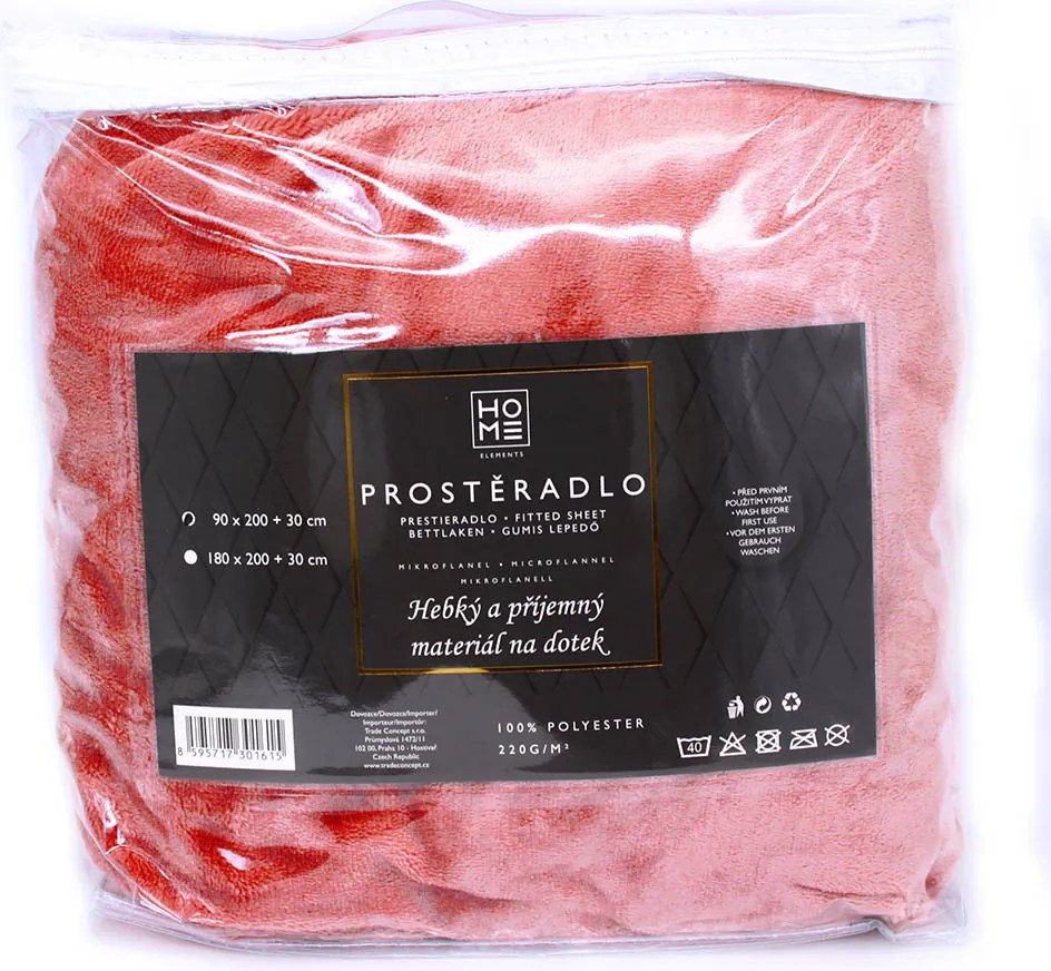 HOME ELEMENTS Plachta mikroflanel, 90 x 200 cm, červená