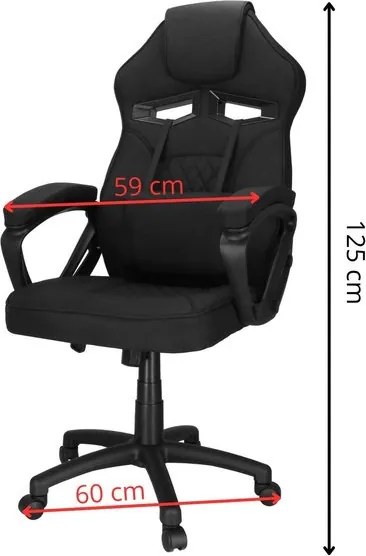 Herná stolička Springos – kancelárska stolička s nastaviteľnou výškou, hojdacou funkciou a bedrovou opierkou, čierna HF0036
