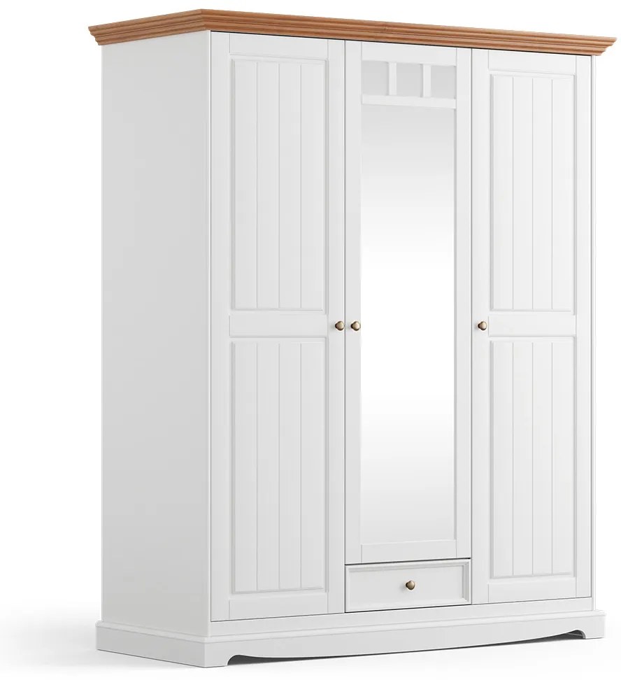 PROXIMA.store - Rustikálna šatníková skriňa 3s.1 - BELLUNO ELEGANTE FARBA: biela