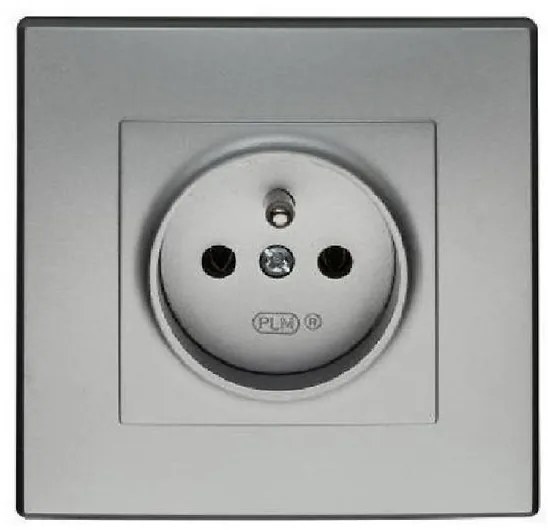 GP-1LZP Uzemnená single zásuvka s uzávermi pre prúdové cesty strieborná metalíza