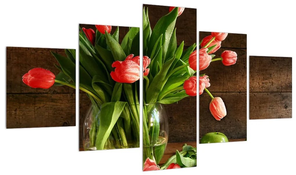 Obraz červených tulipánov vo váze (K012199K12570)