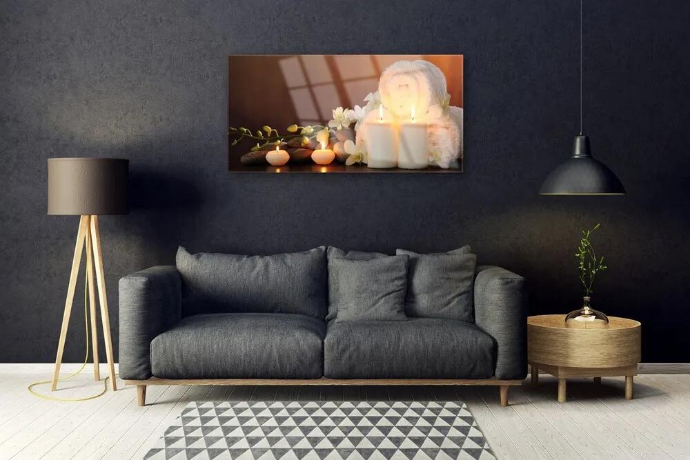Skleneny obraz Sviečky vaňa umenie 100x50 cm