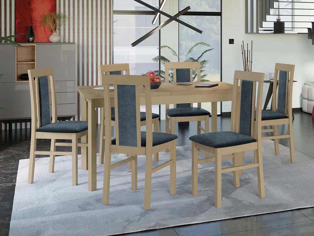 Rozkladací stôl so 6 stoličkami - AL34, Morenie: Orech - L, Poťahové látky: 25x - Paros 2