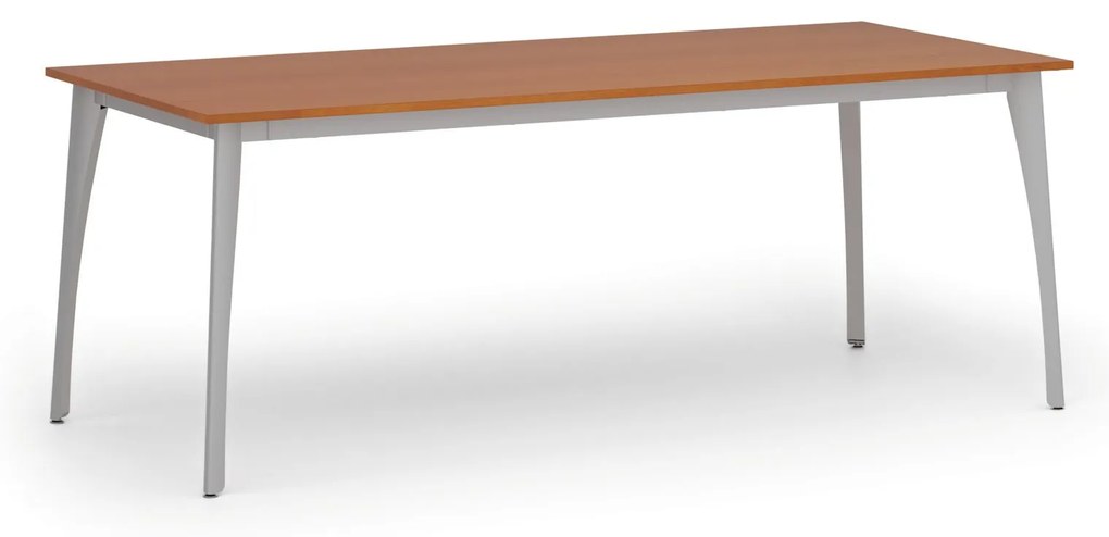 Rokovací kancelársky stôl PRIMO OMEGA, 200x90 cm, sivá podnož, čerešňa