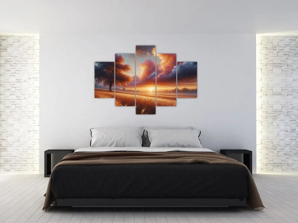 Obraz – Západ slnka na poli (150x105 cm)