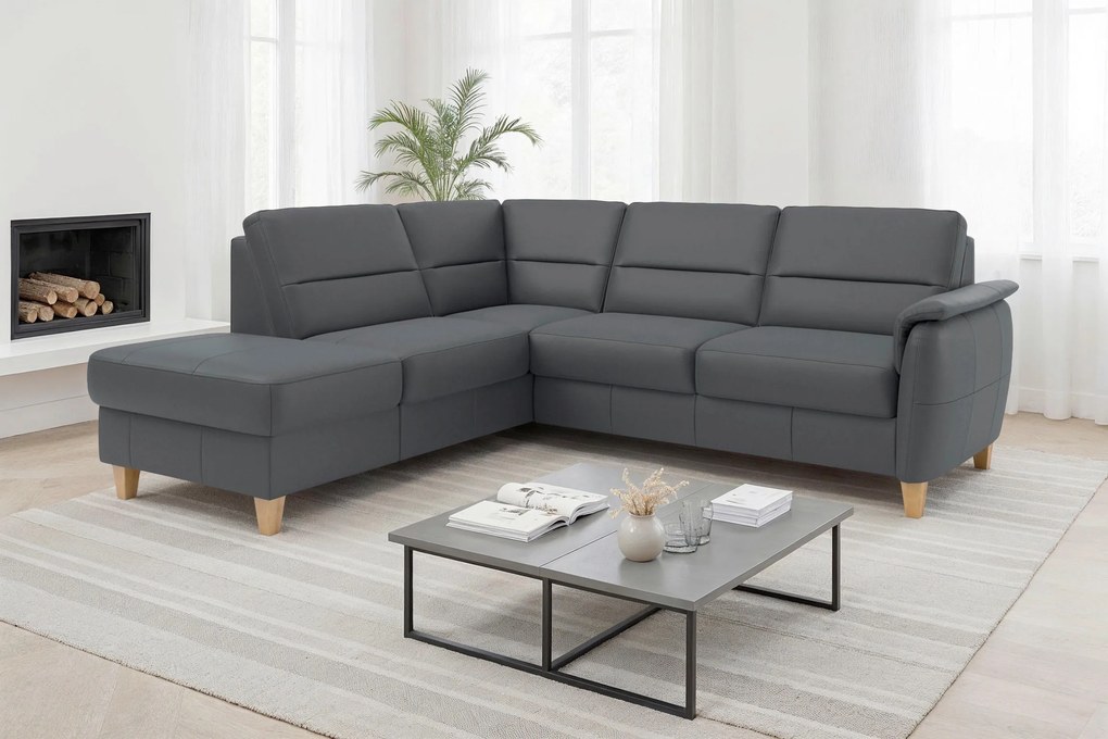 XXXLutz ROHOVÁ SEDAČKA, textil, koža, čierna Sit & More - Sedačky - 00014403325L