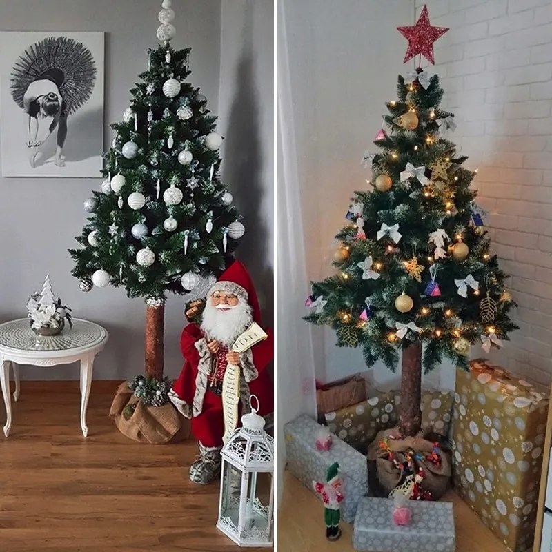 DomTextilu Úchvatná jemne zasnežená borovica na pni 220 cm Zelená TOY220-220