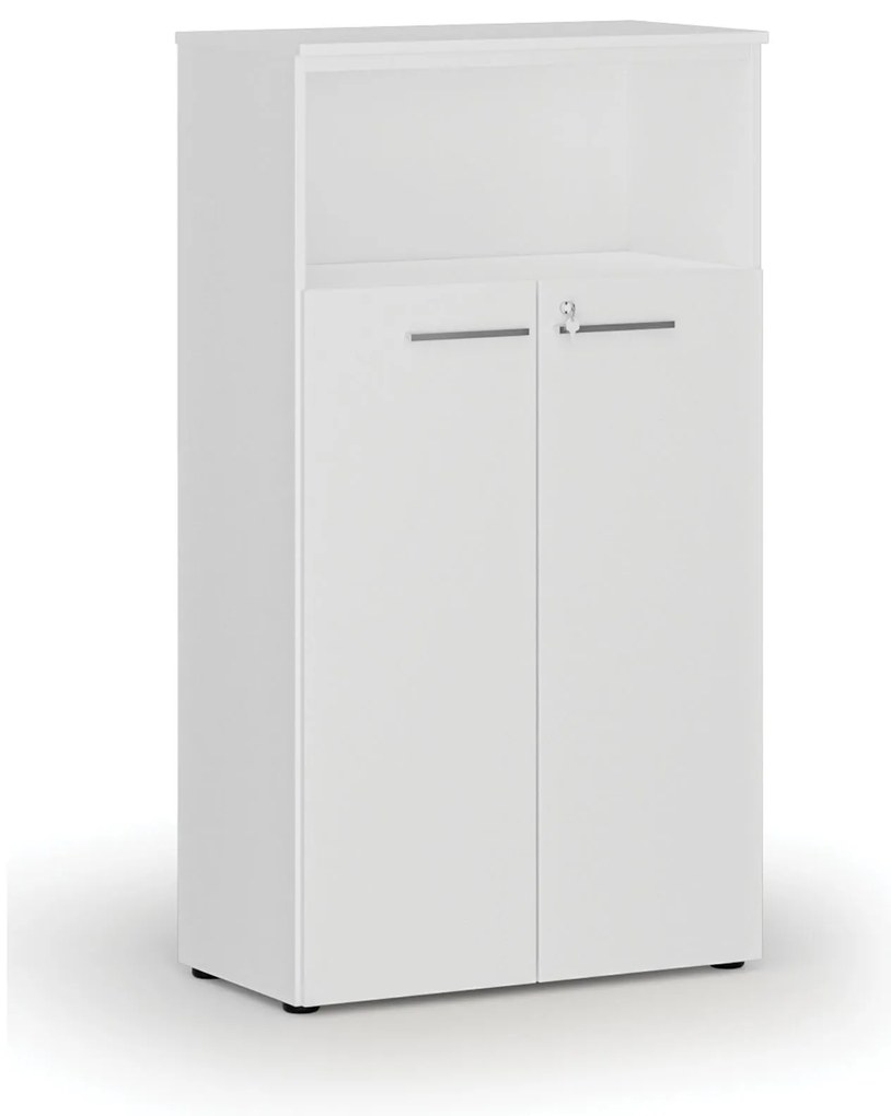 Kombinovaná kancelárska skriňa PRIMO WHITE, dvere na 3 poschodia, 800 x 420 x 1434 mm, biela