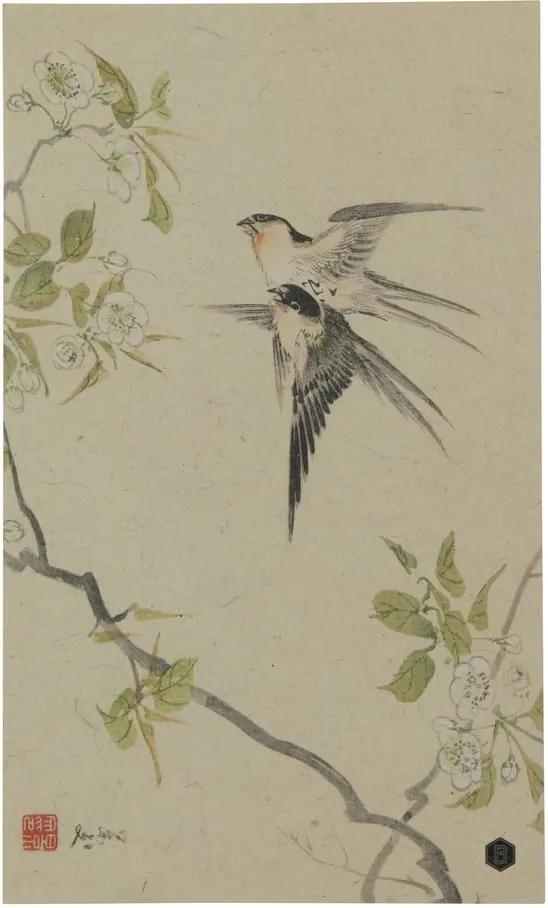 Plagát z ručne vyrábaného papiera BePureHome Swallows, 35 × 25 cm