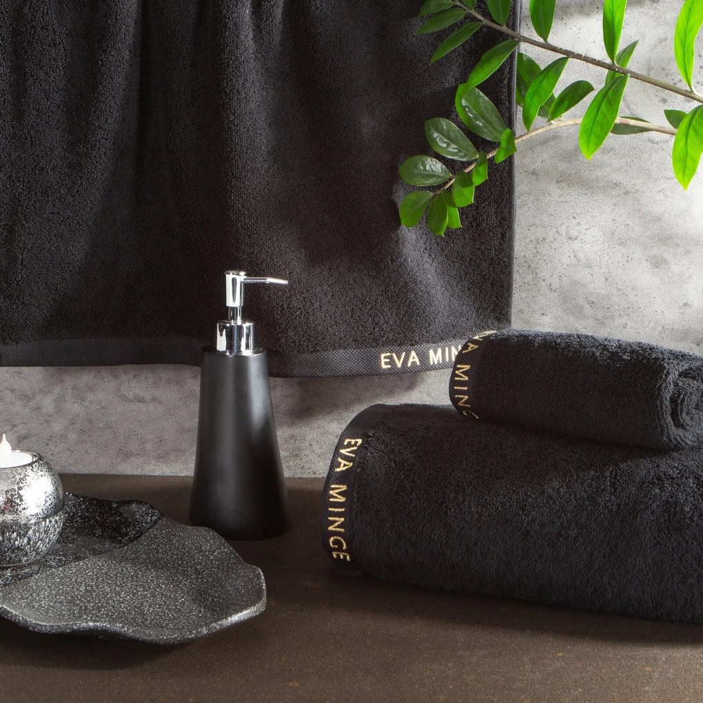 FROTÉ UTERÁK EVA MINGE VENUS SADA 1KS 30X50 CM, 1KS 50X90 CM, 1KS 70X140 CM ČIERNA