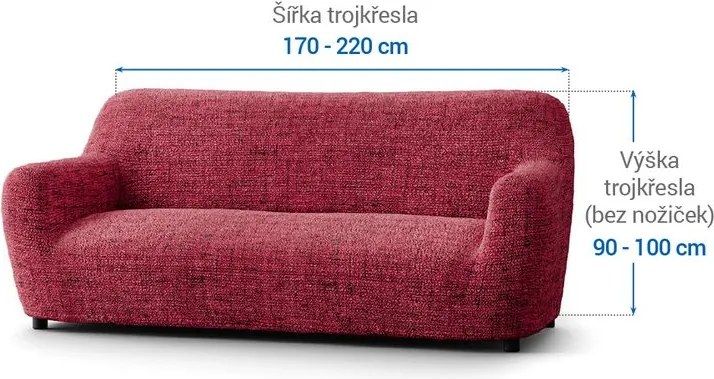 Bielastické poťahy VITTORIA bordó trojkreslo (š. 170 - 220 cm)