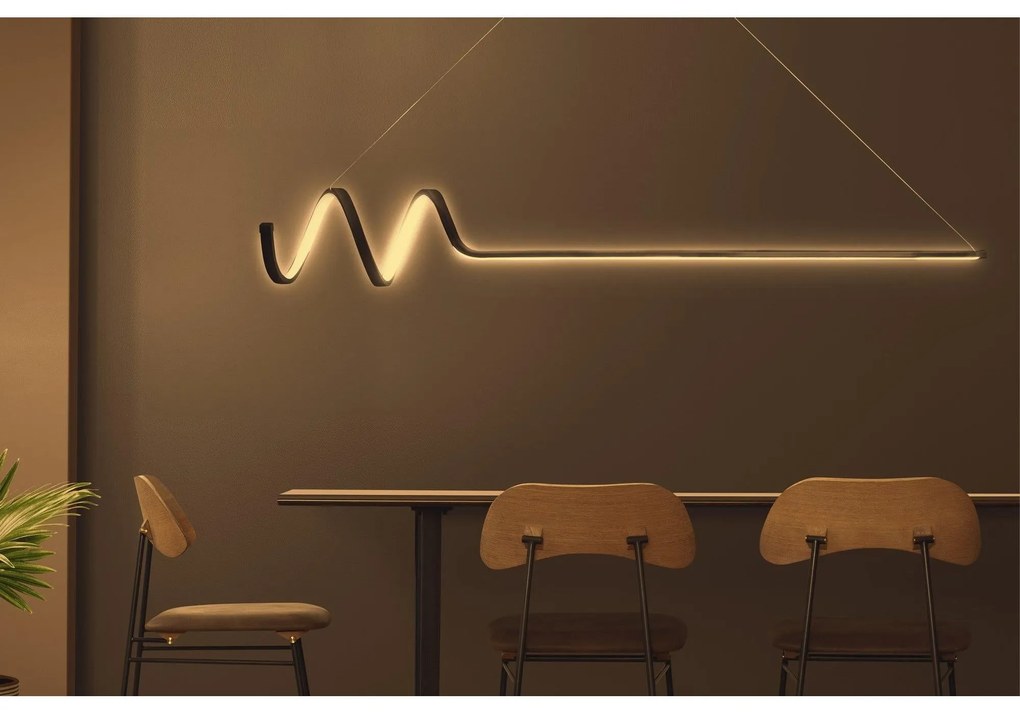 Závesná lampa, Waterwave - Black Body, Yellow Light