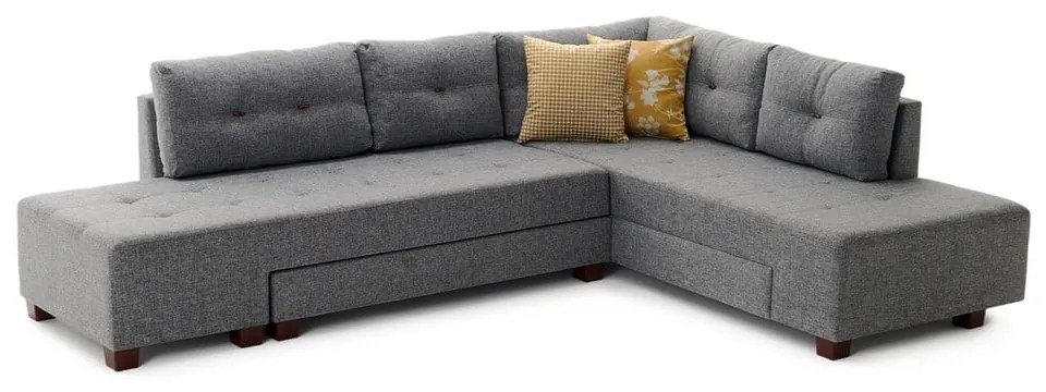 Sivá rozkladacia rohová pohovka Balcab Home Bailey, pravý roh