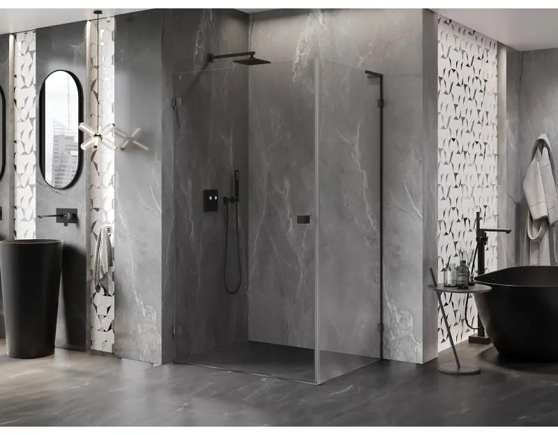 Mexen Lunar-B L, 1-krídlový sprchový kút, ľavý, 95 x 70 cm, 8mm číre sklo, grafitový profil, 832L-095-070-66-00-L
