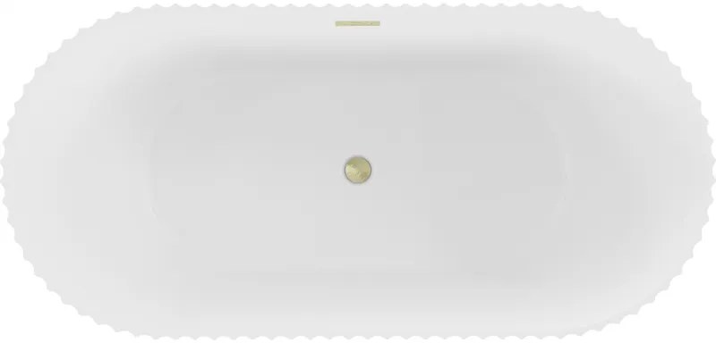Mexen Paola, voľne stojaca vaňa, drážkovaná, 150 x 75 cm, biela matná, zlatý matný prepad, 52721507501-55