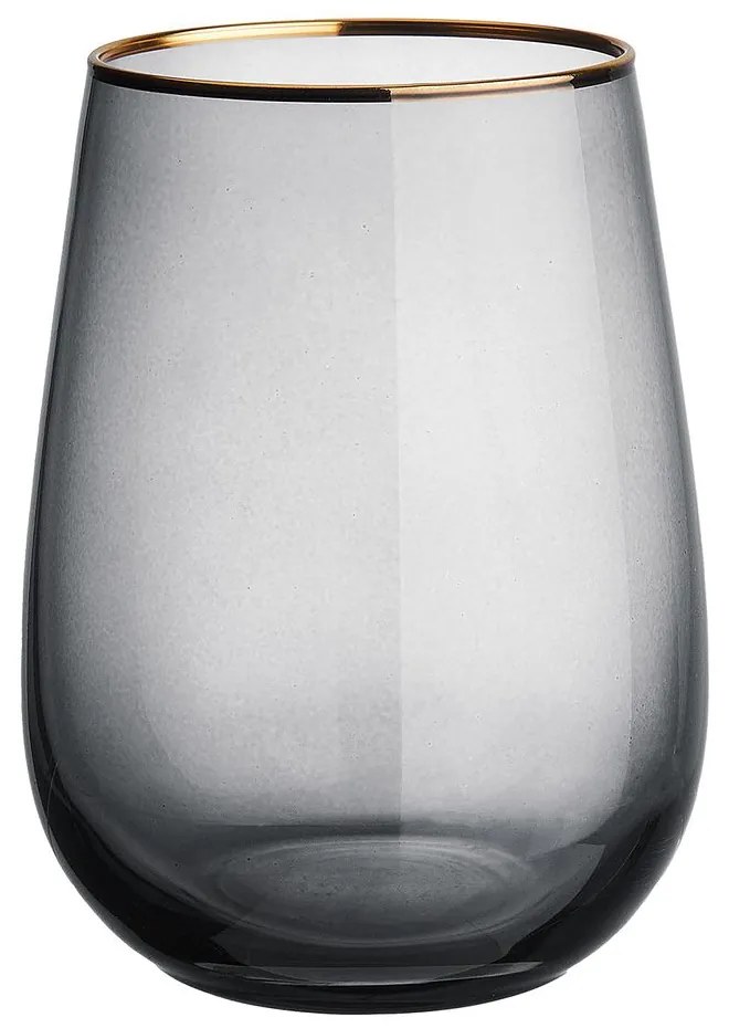 TOUCH OF GOLD Pohár so zlatým okrajom 590 ml - tm. šedá
