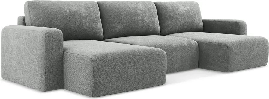 Sivá ženilková rozkladacia/s úložným priestorom rohová pohovka (do tvaru "U") Kona – Makamii