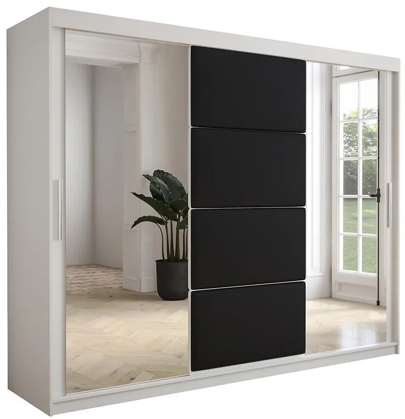 Skriňa Tapi 250 Biely/Čierna ekokoža