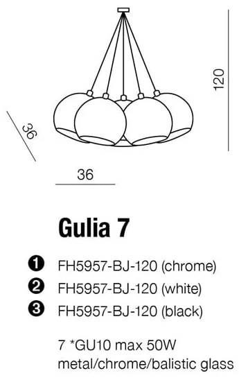 Závesné svietidlo AZZARDO GULIA 7 pendant chrome  AZ0877