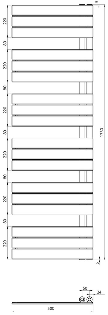 Aqualine Aqualine, MYTHOS vykurovacie teleso 500x1730 mm, biela, LLM517W