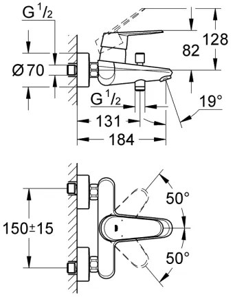 GROHE 33390002 - Vaňová batéria EURODISC COSMOPOLITAN DN 15, lesklý chróm