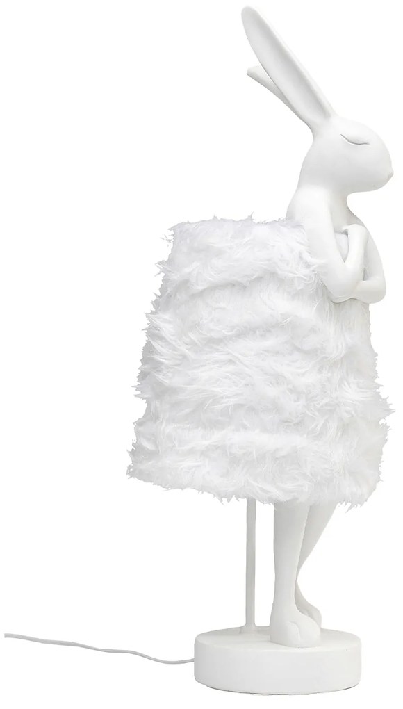 Animal Rabbit Fur stolová lampa bielo-strieborná