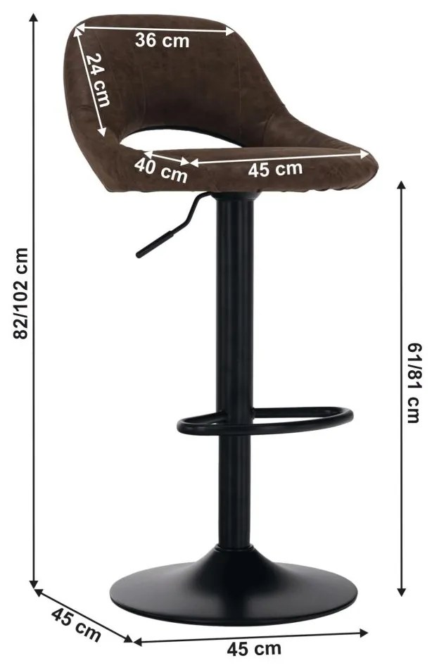 Tempo Kondela Barová stolička, hnedá látka s efektom brúsenej kože, LORASA NEW