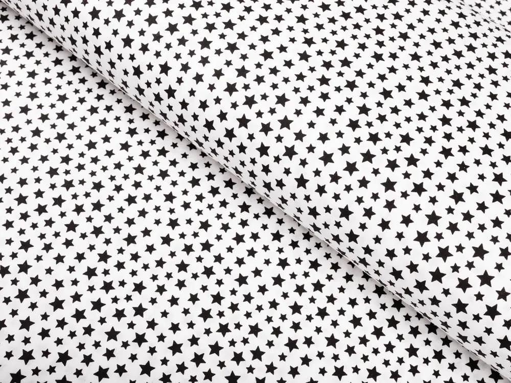 Biante Detské bavlnené posteľné obliečky do postieľky Sandra SA-310 Čierne hviezdičky na bielom Do postieľky 90x120 a 40x60 cm