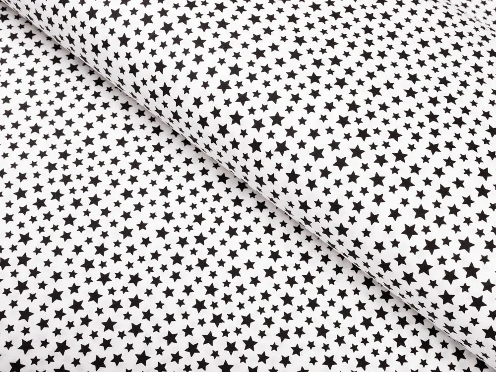 Biante Detský bavlnený záves Sandra SA-310 Čierne hviezdičky na bielom 150x200 cm