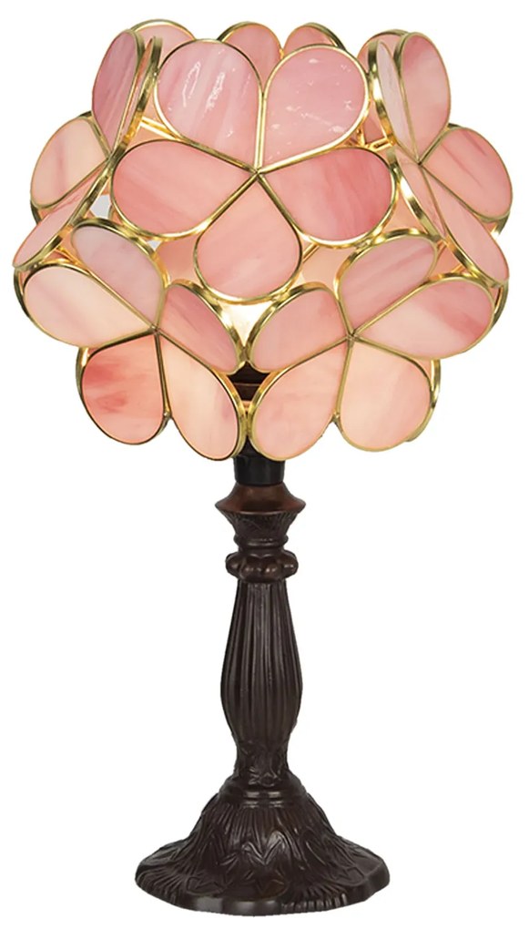 Tiffany nočná lampa KVIETKY PINK