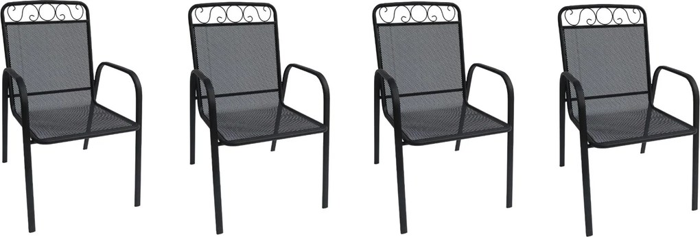 Záhradná kovová stolička 4 ks BABU, čierna
