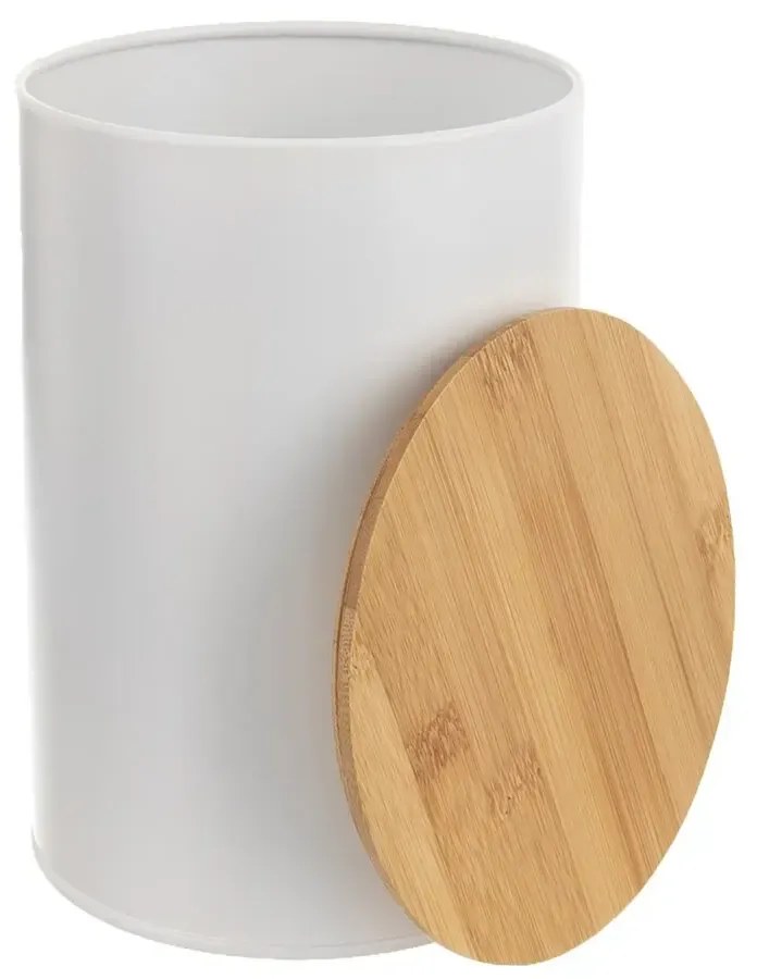 Orion Dóza na potraviny, plechová, biela, s bambusovým viečkom - 0,8l