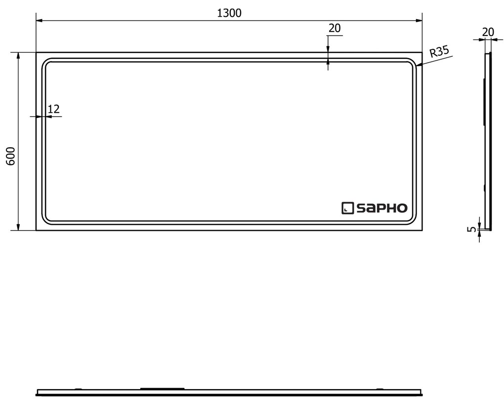 Sapho Sapho, GEMINI LED podsvietené zrkadlo 1300x600mm, GM130