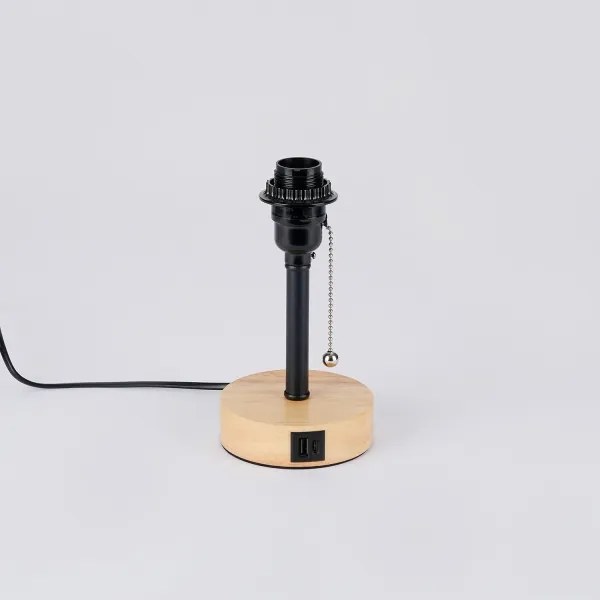 Brilagi - Stolová lampa s USB portom TABLON 1xE27/25W/230V dub/čierna/biela