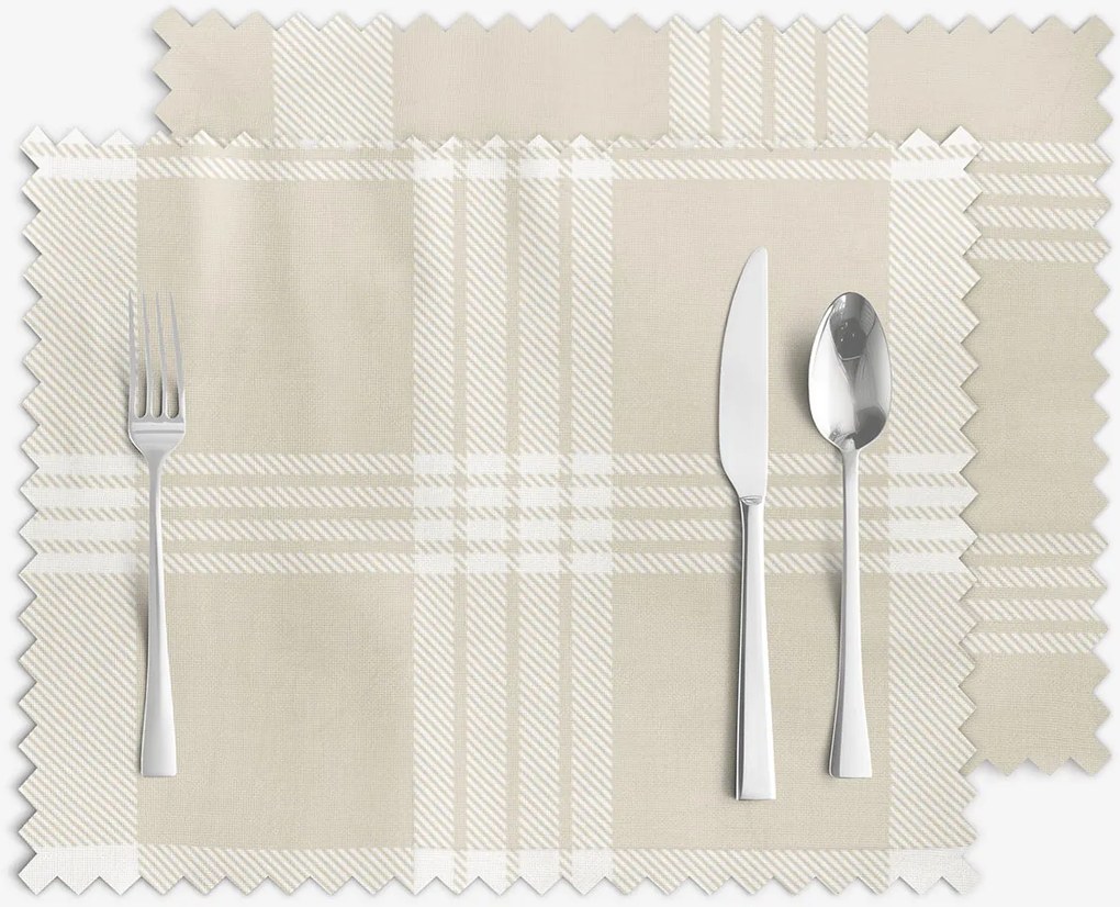 Goldea vianočné prestieranie na stôl teflónové - biele káro na béžovej - sada 2ks 30 x 40 cm