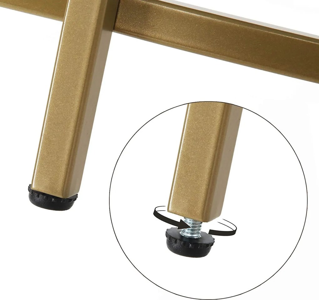 Sklenený konferenčný stolík, okrúhly stolík, farba zlatá