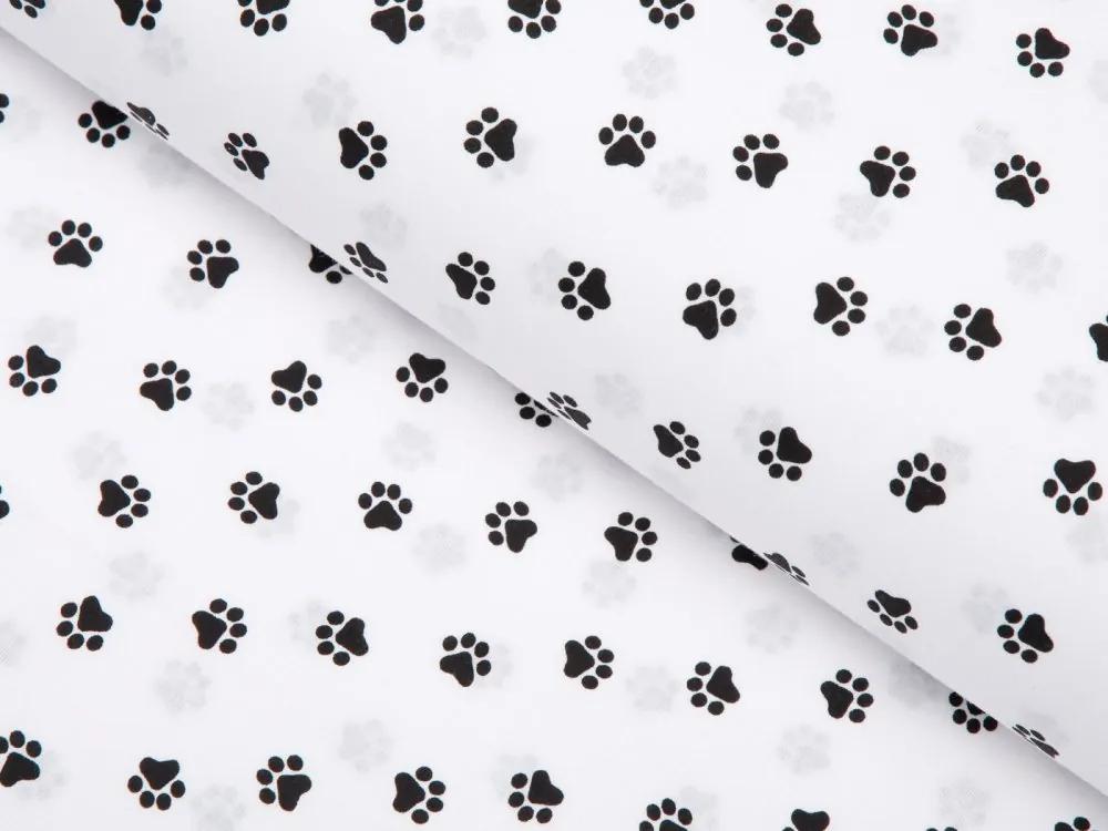 Biante Detská bavlnená obliečka na vankúš Sandra SA-018 Čierne labky na bielom 50 x 50 cm