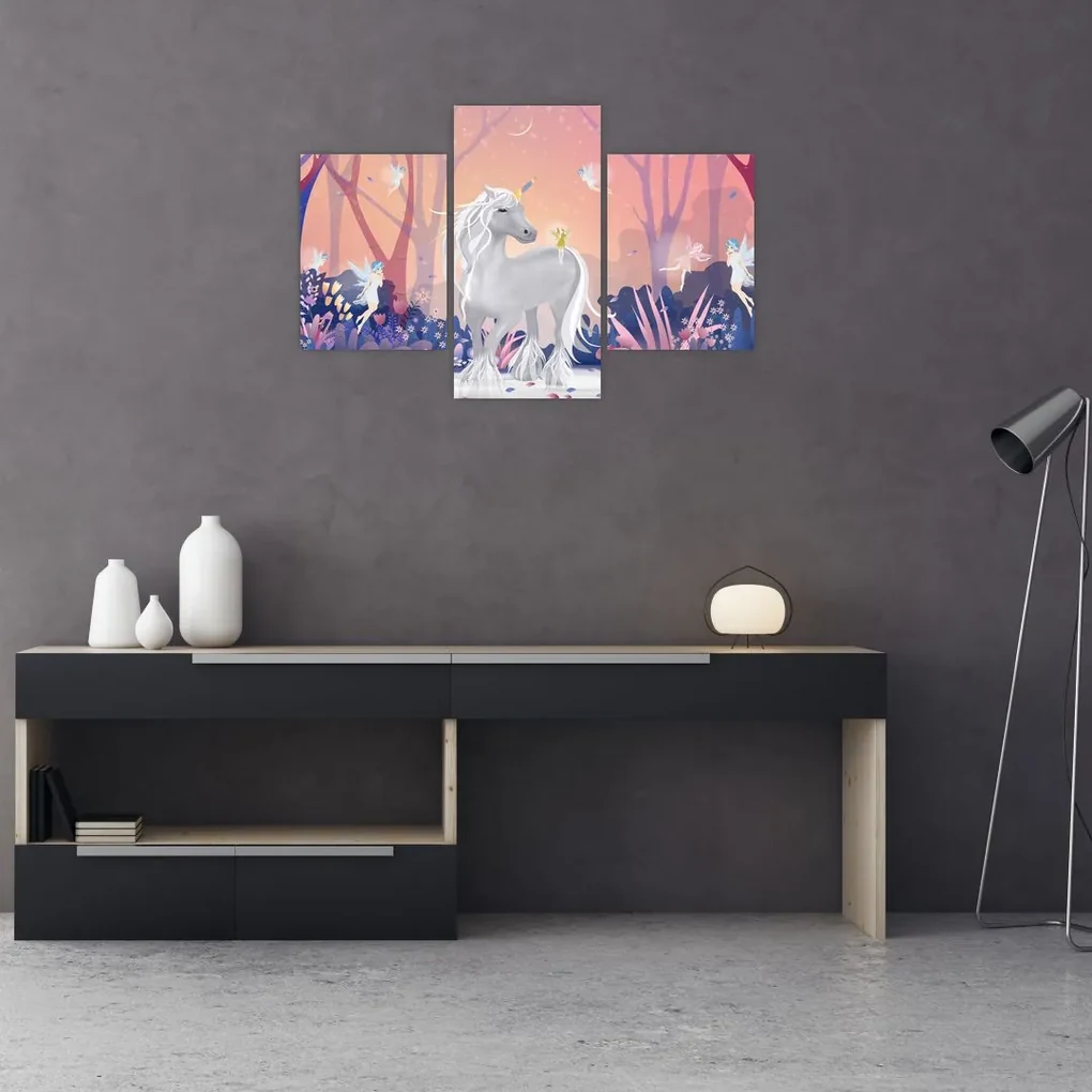 Obraz - Jednorožec v magickom lese (90x60 cm)
