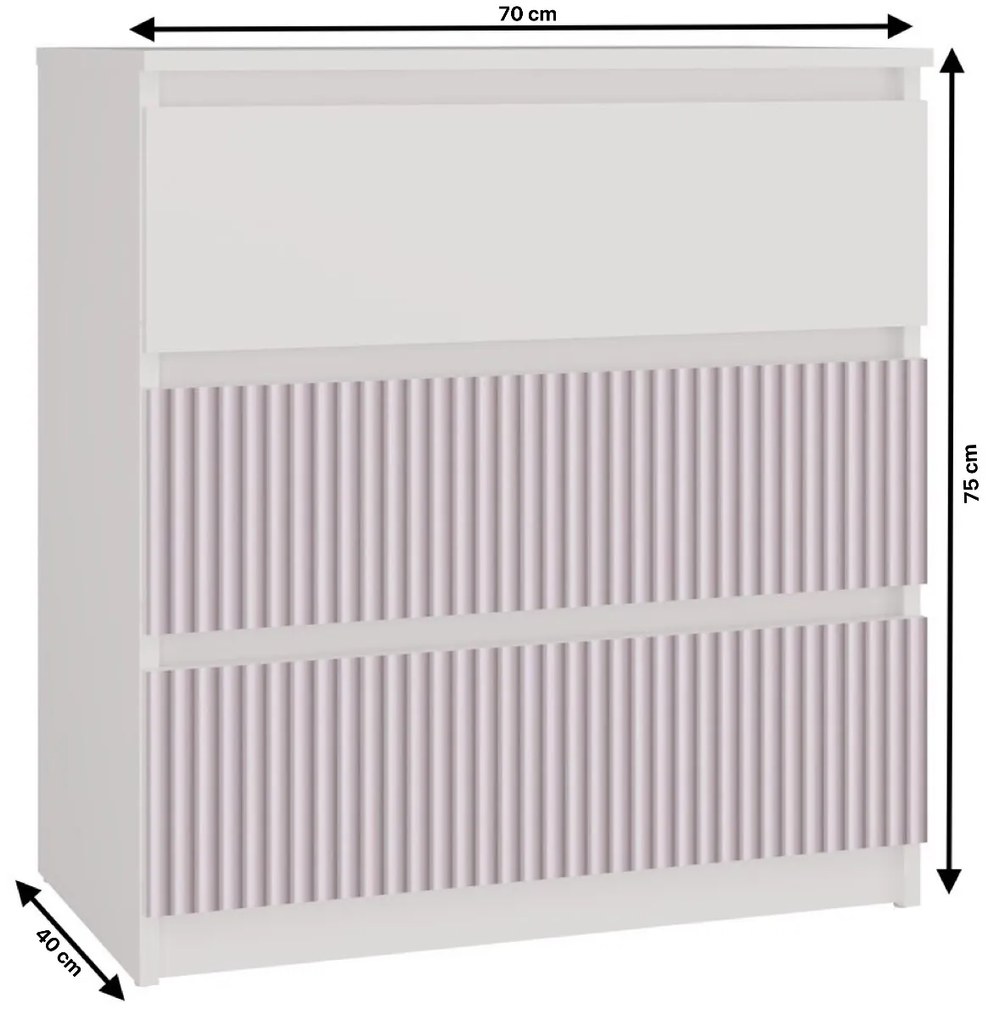 Detská komoda MALWA M3 ARTESO bielo-ružová