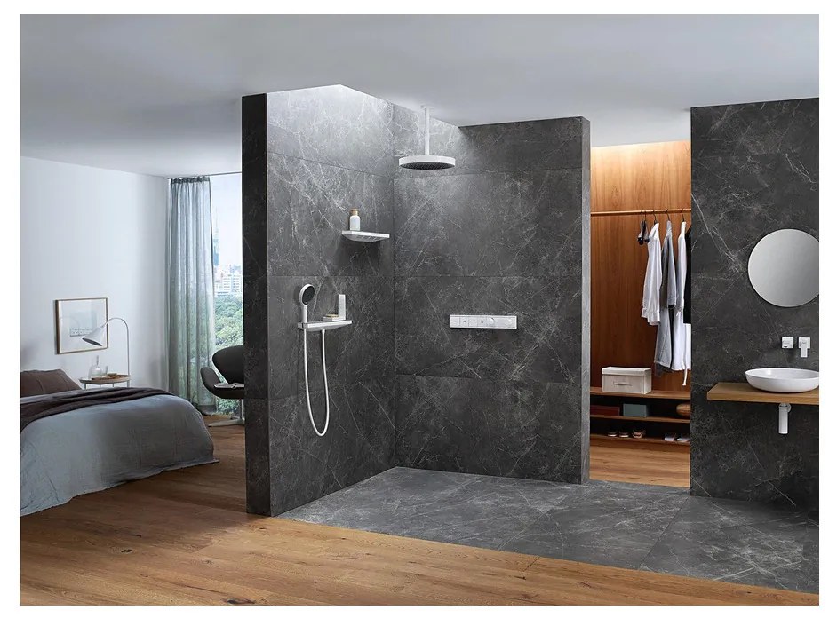 Hansgrohe Rainfinity - Šijová sprcha 500 1jet s poličkou, matná biela 26243700