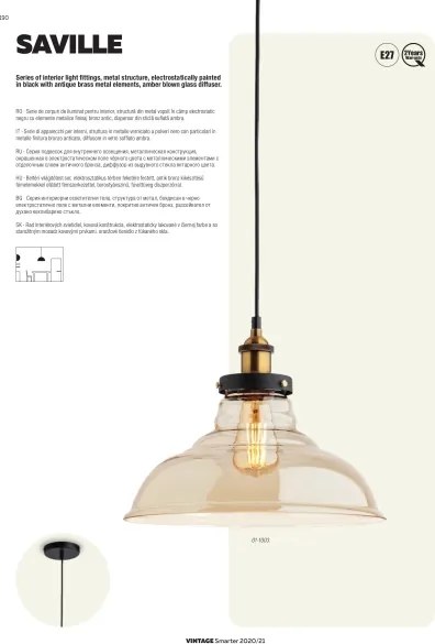 Redo 01-1003 - Luster na lanku SAVILLE 1xE27/42W/230V