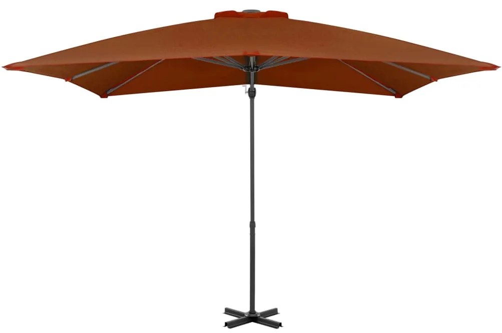 vidaXL Závesný slnečník s hliníkovou tyčou 250 x250 cm tehlovočervený