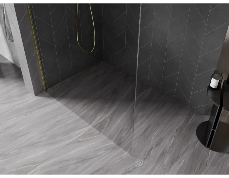 Mexen, Mexen Kioto-X sprchová stena 80 x 200 cm, priehľadná 10 mm, zlatý kartáč - 800-080-101-55-00-X