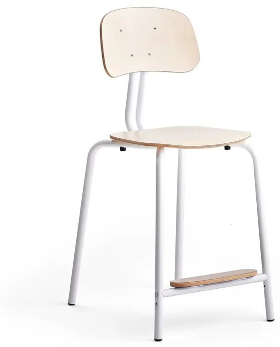 Školská stolička YNGVE, so 4 nohami, biela, breza, V 610 mm