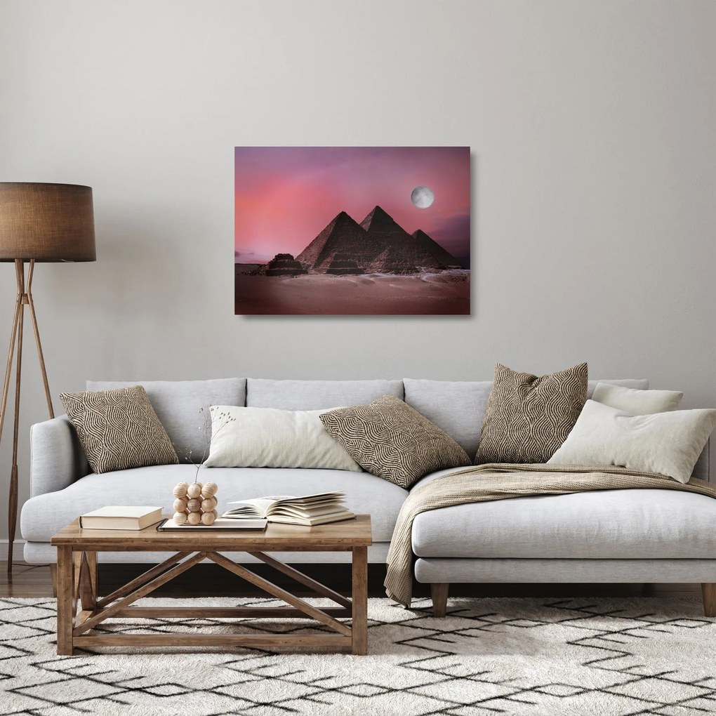 Sklenený obraz - Pyramídy Giza, Egypt (70x50 cm)